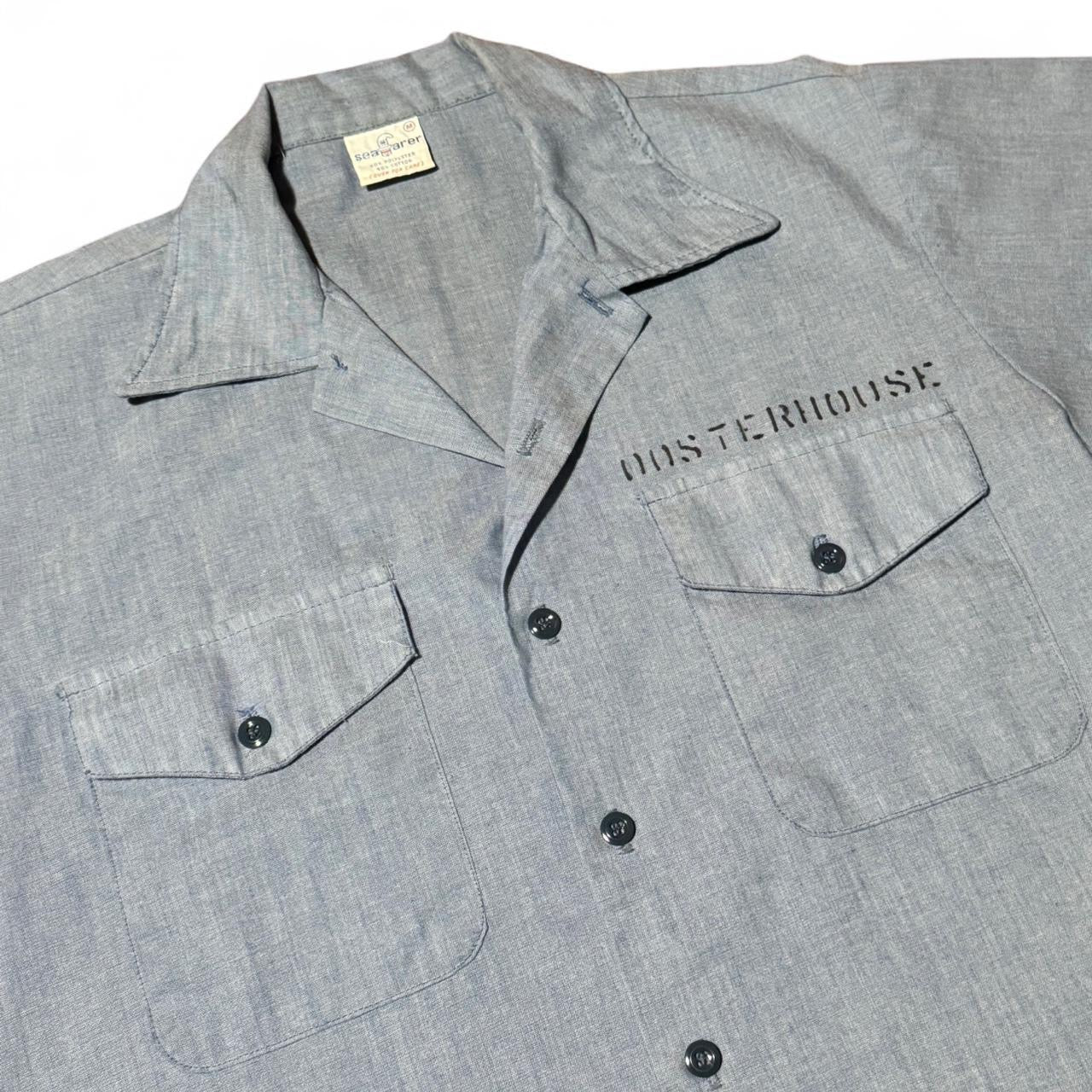 1980s Navy Crew Utility Uniform Button Up Chambray Shirt