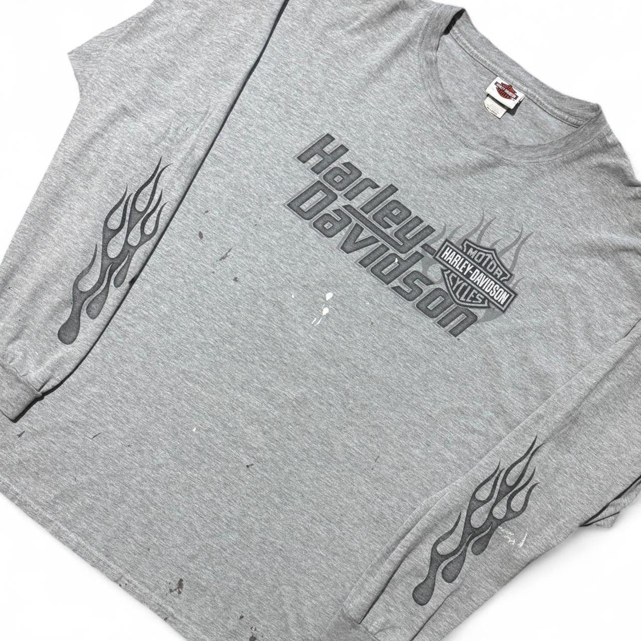 Harley Davidson Flames Long Sleeve Smokin’ Eagle Double Sided Shirt