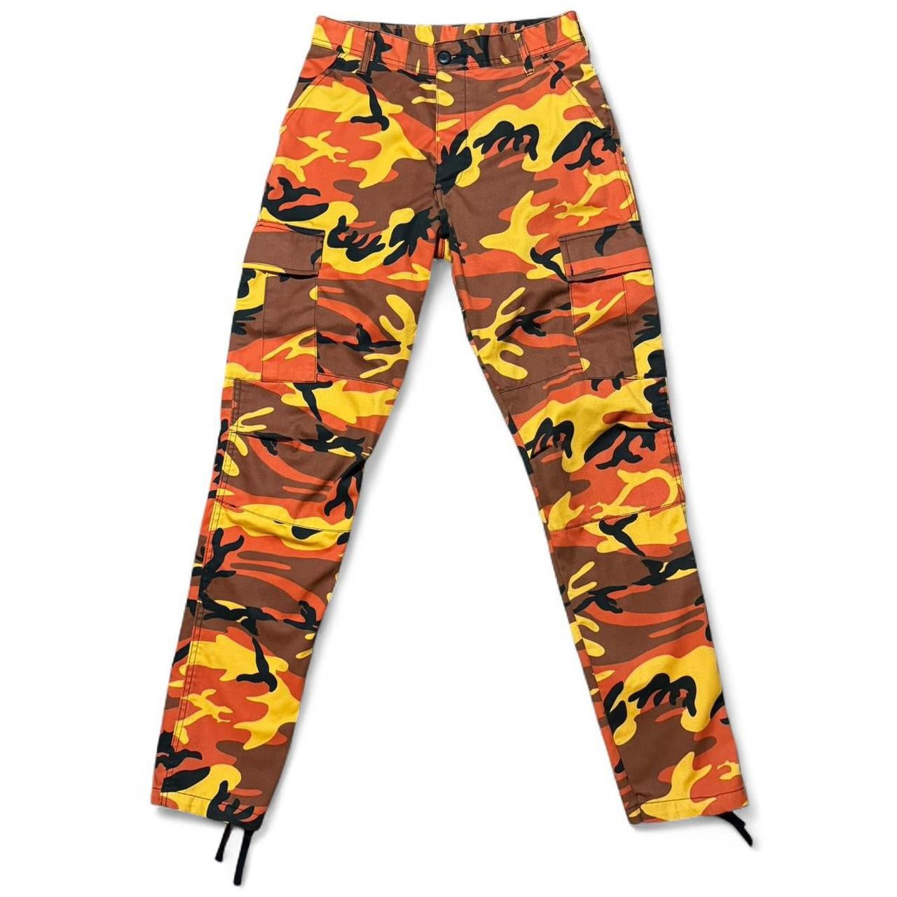 Y2K Orange/Brown Candy Corn Camouflage Military Cargo Pants