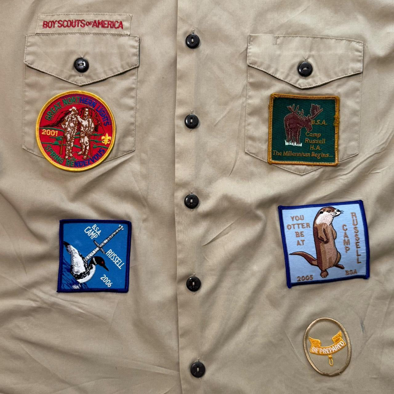 Vintage Boys Scouts Patched Uniform Shirt