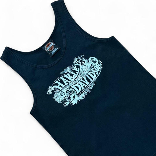 Y2K Harley Davidson Motorcycle Butterfly Sparkle Biker Tank Top