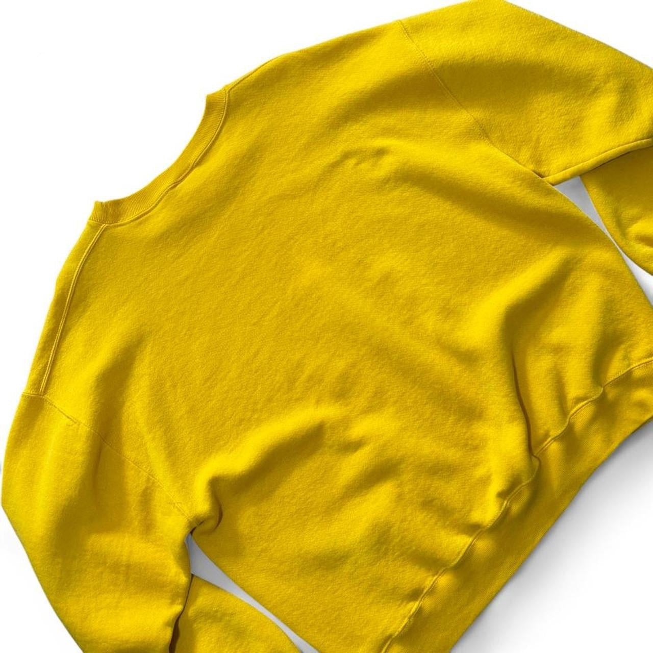 Vintage 90s Mustard Yellow Russell Athletic Pullover Crewneck Sweater