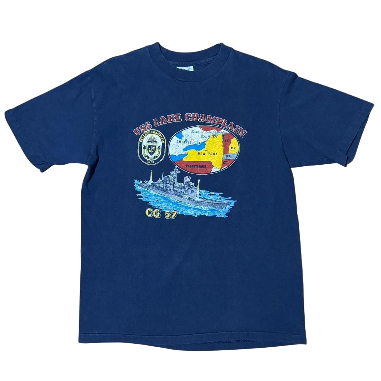 90s Navy USS Lake Champlain CG 57 Boat Tee