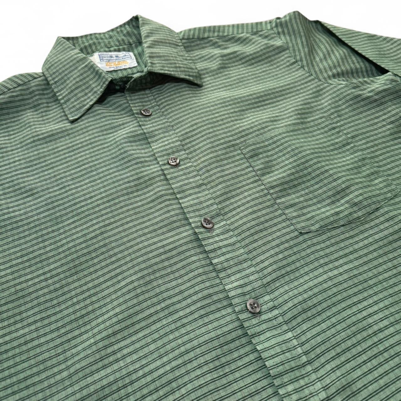 70s Sears Sport Life Lightweight Green Plaid Button Up