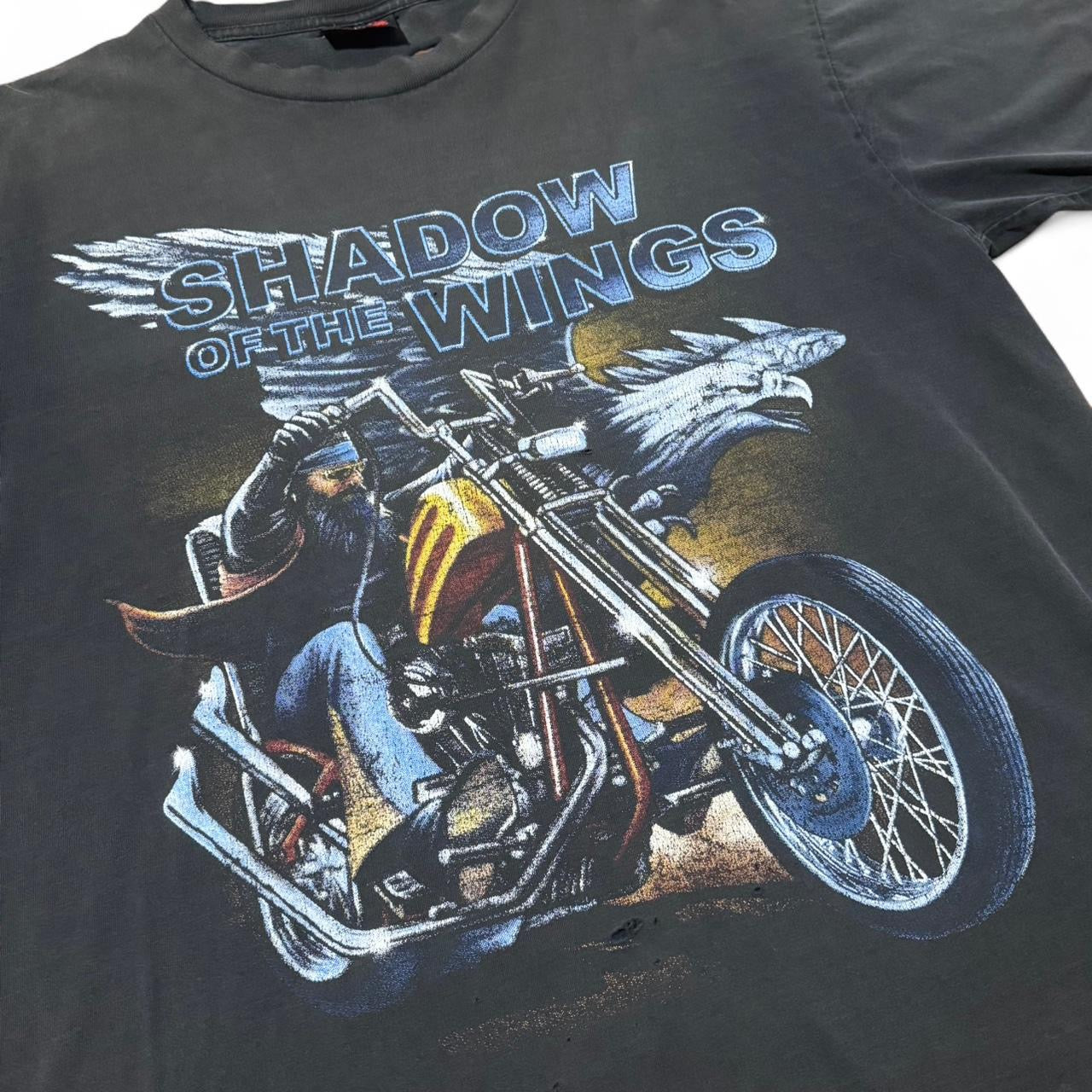 90s Faded & Distressed Shadow of the Wings Biker Tee