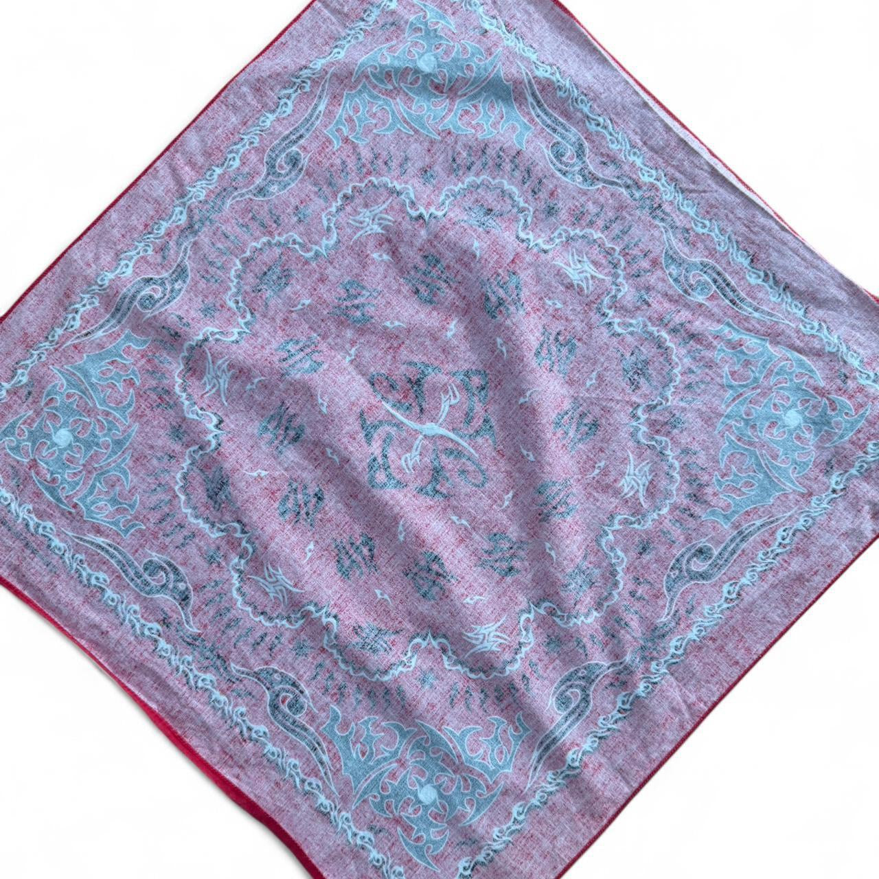 80s Red Tribal Biker Bandana Handkerchief