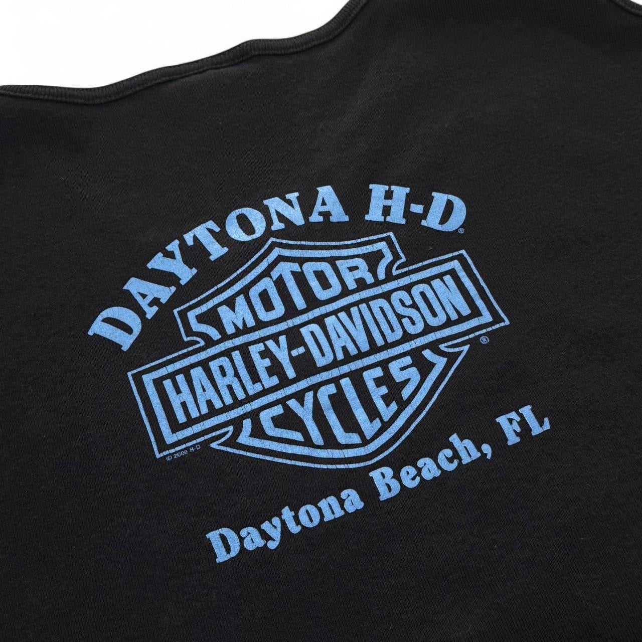 Harley Davidson Daytona Florida Embroidered Cold Shoulder Cut Out Top