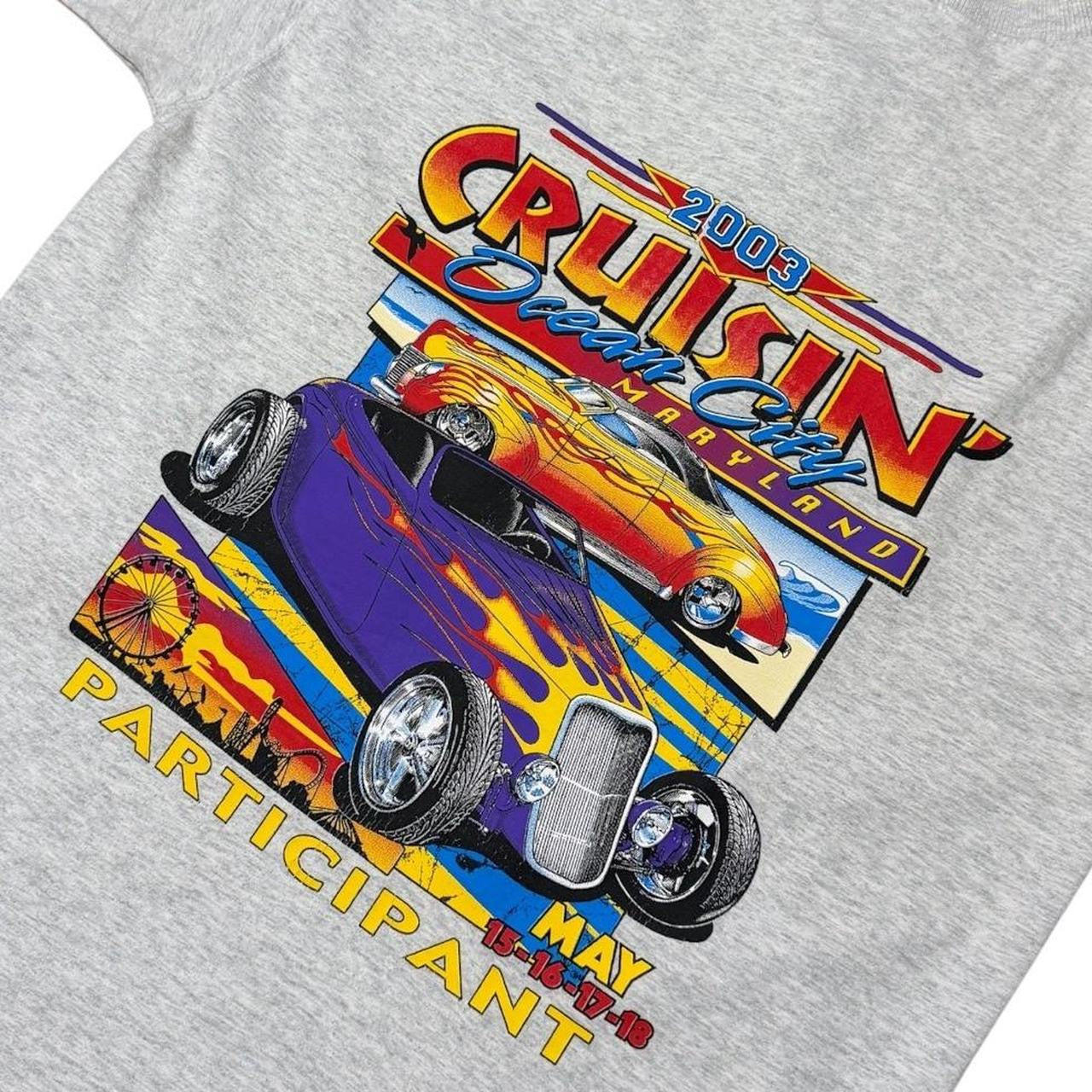 Y2K Cruisin Ocean City Hot Rod Classic Car Auto Mechanic Henley T-Shirt
