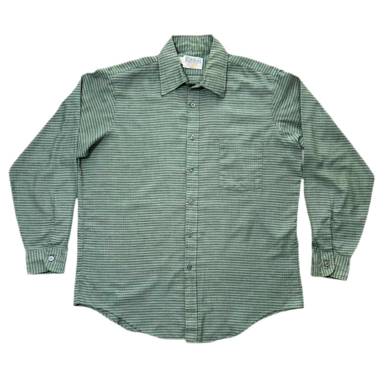 70s Sears Sport Life Lightweight Green Plaid Button Up