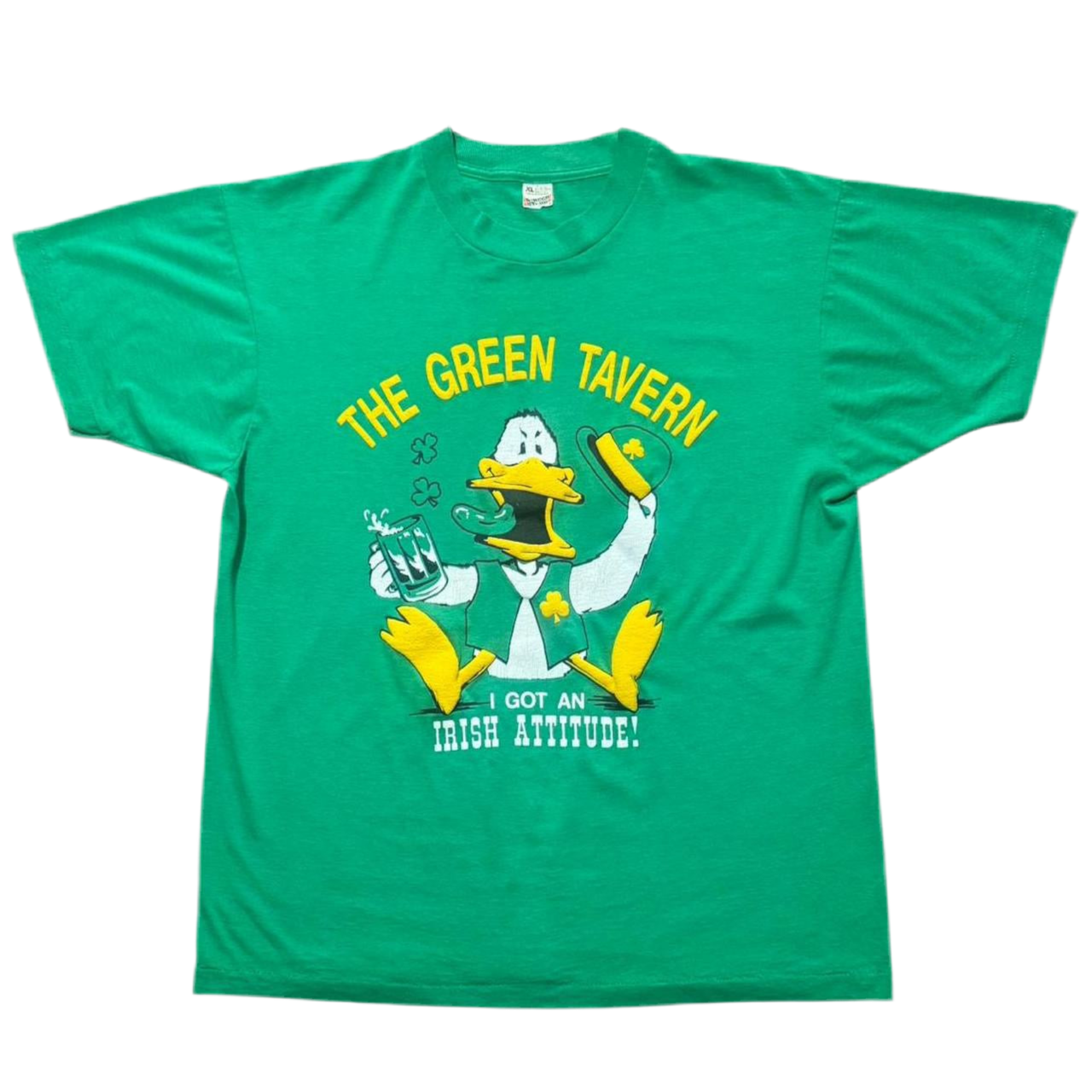 80s Puff Print The Green Tavern Irish Lucky Ducky 3D Tee