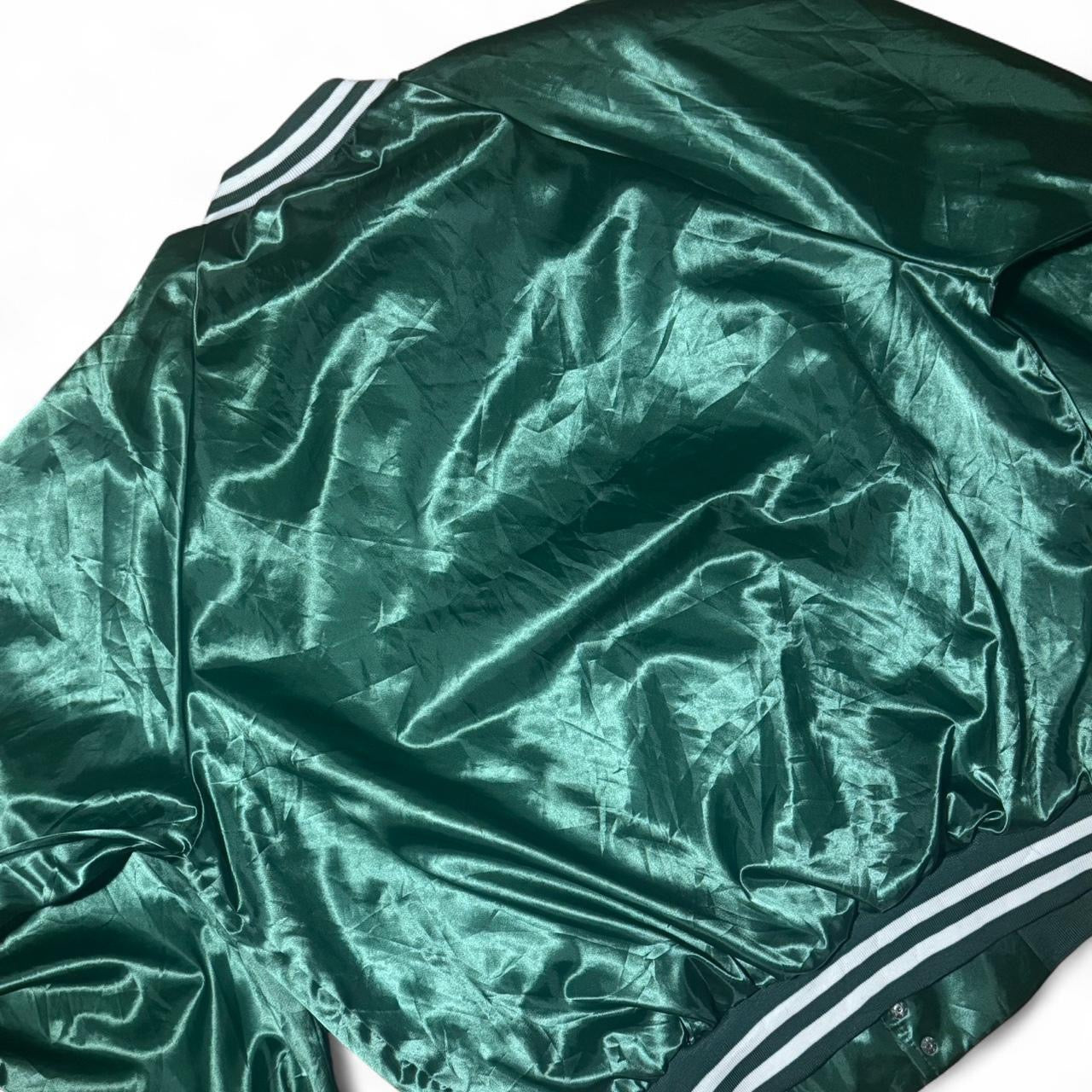 80s Green Satin Neches Tigers Varsity Bomber Jacket