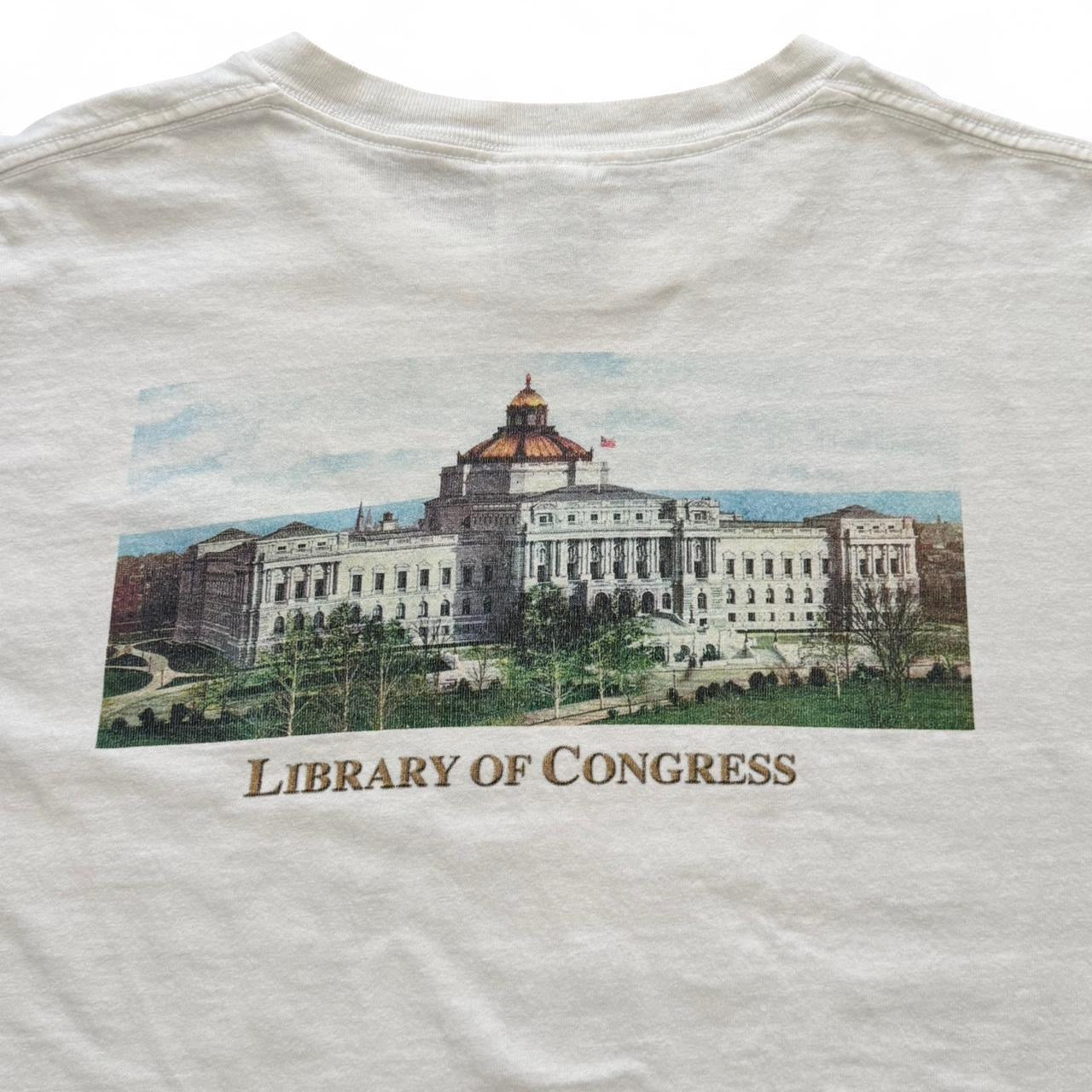 Y2K Library of Congress Thomas Jefferson Quote “I Cannot Live Without Books” Tee