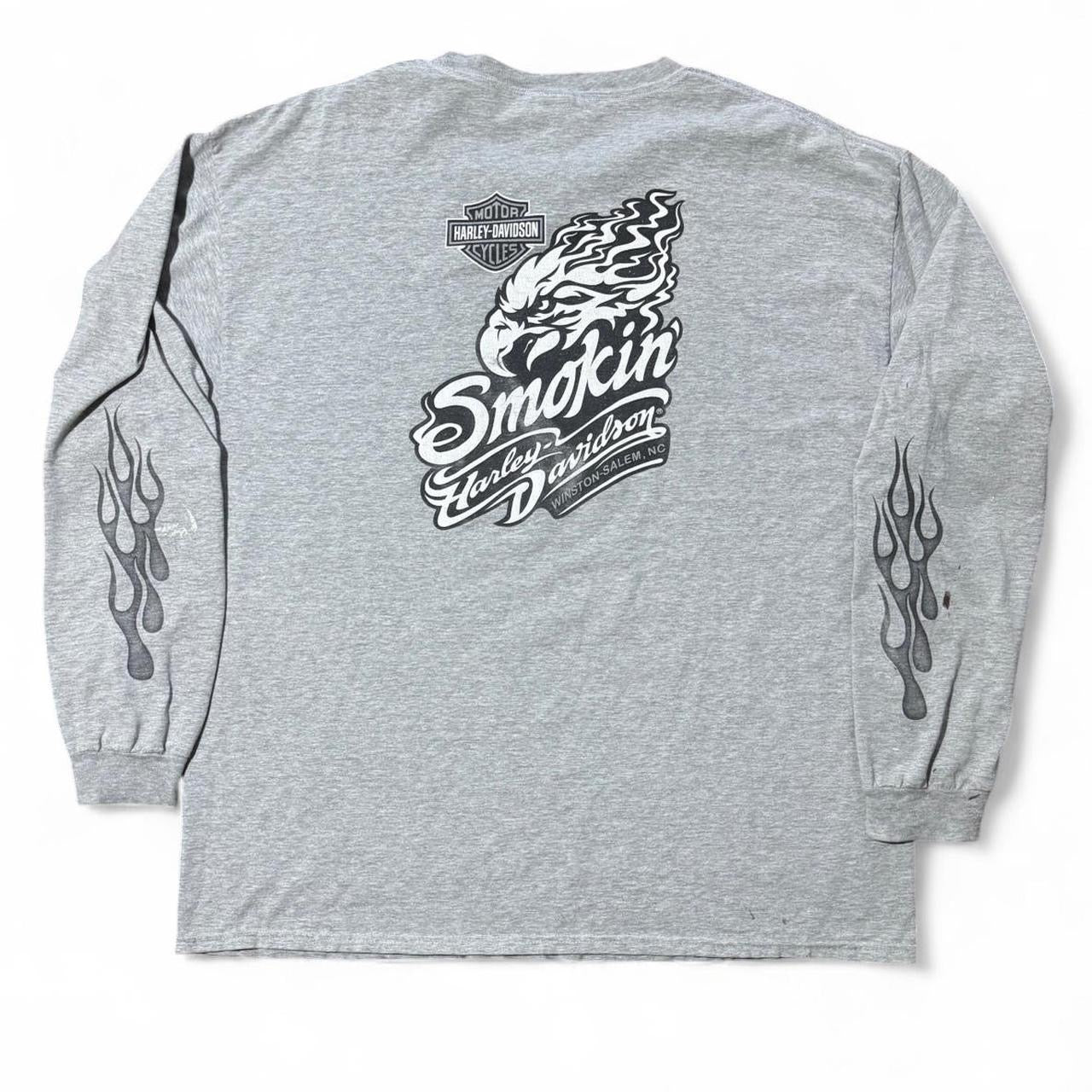 Harley Davidson Flames Long Sleeve Smokin’ Eagle Double Sided Shirt