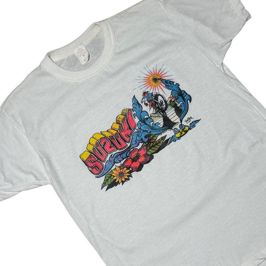 70s Suzuki Motorcycle Bandit Cowboy Pat Murley Surf Art Graphic T-shirt