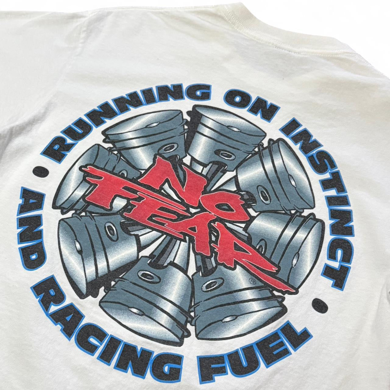 Vintage 90s No Fear Racing Fuel Skate Extreme Sports Mullet Graphic T-shirt