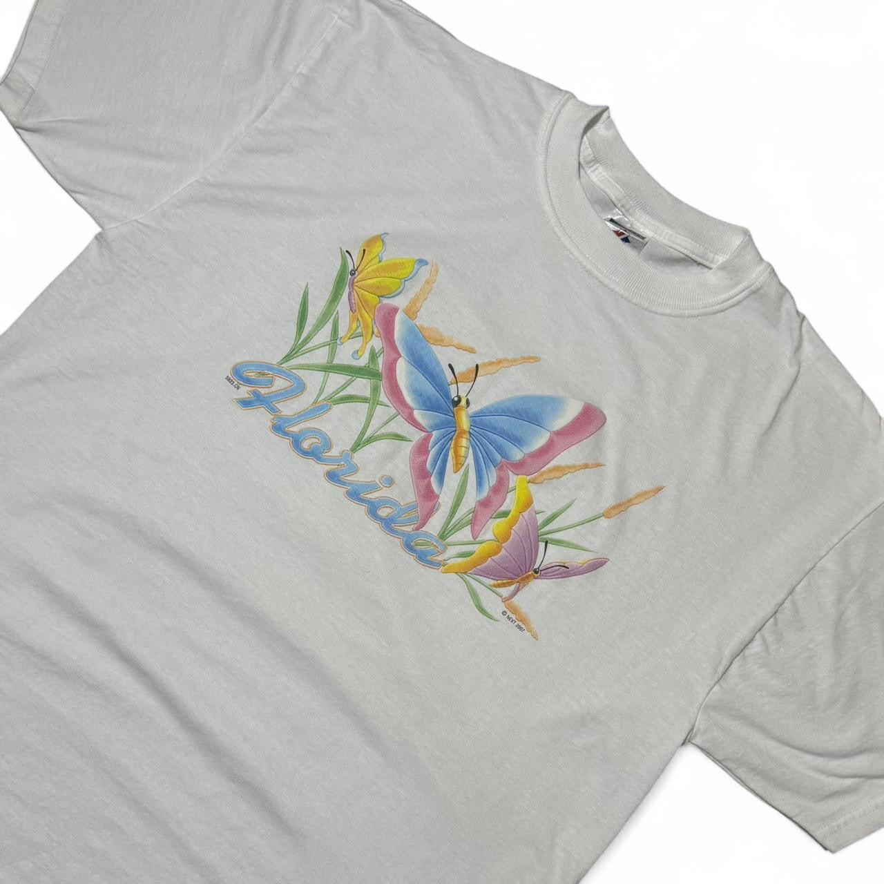 2007 Florida Butterfly Flowers Puff Print Tee