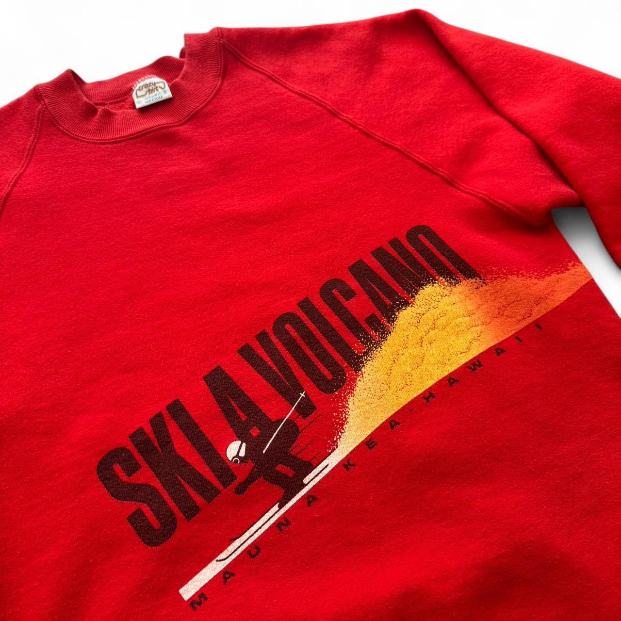 80s Ski a Volcano Red Crewneck Sweater
