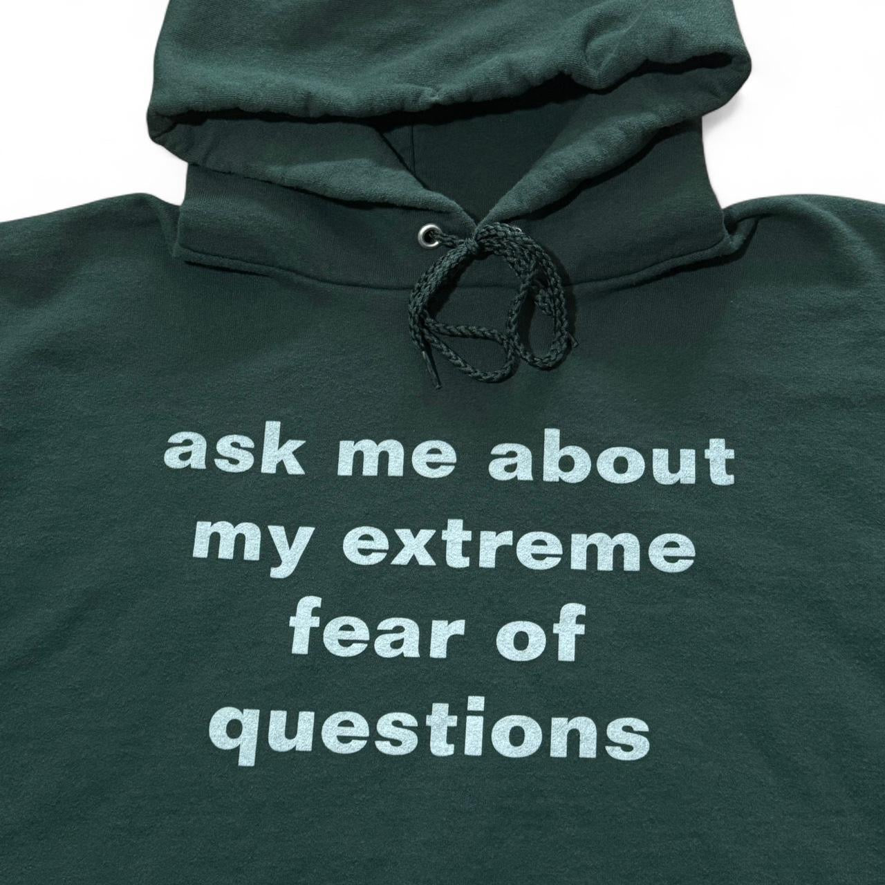 Hanes Heavy Cotton Hunter Green "ask me about my extreme fear of questions" Hoodie