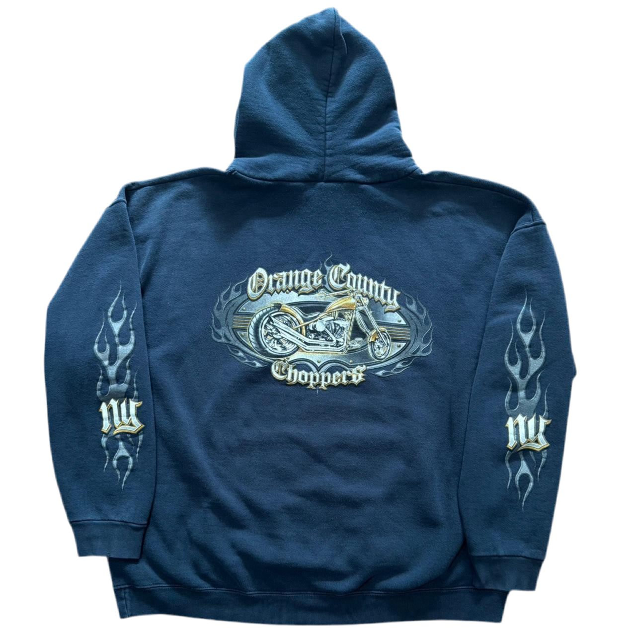 OCC Orange Country Choppers Navy Biker Flames Sleeve Hoodie