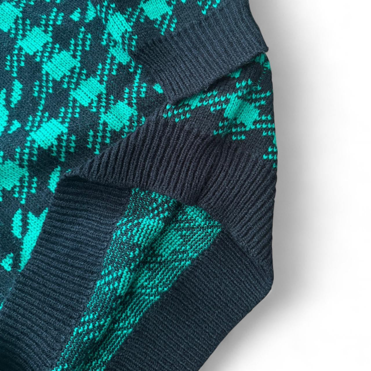 Hudsons Bag Green/Black Houndstooth Knitted Sweater