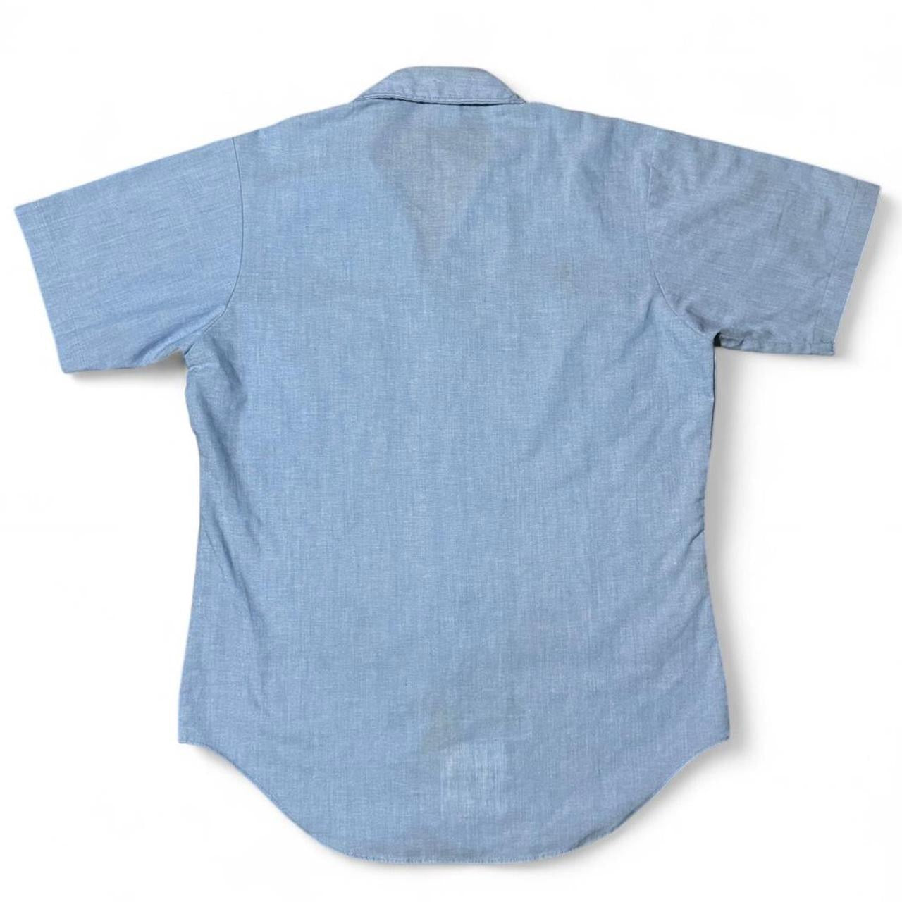 1980s Navy Crew Utility Uniform Button Up Chambray Shirt