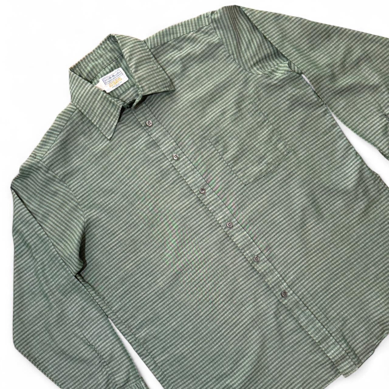 70s Sears Sport Life Lightweight Green Plaid Button Up