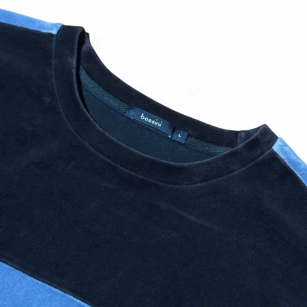 Navy/Baby Blue Velour Long Sleeve Sweatshirt