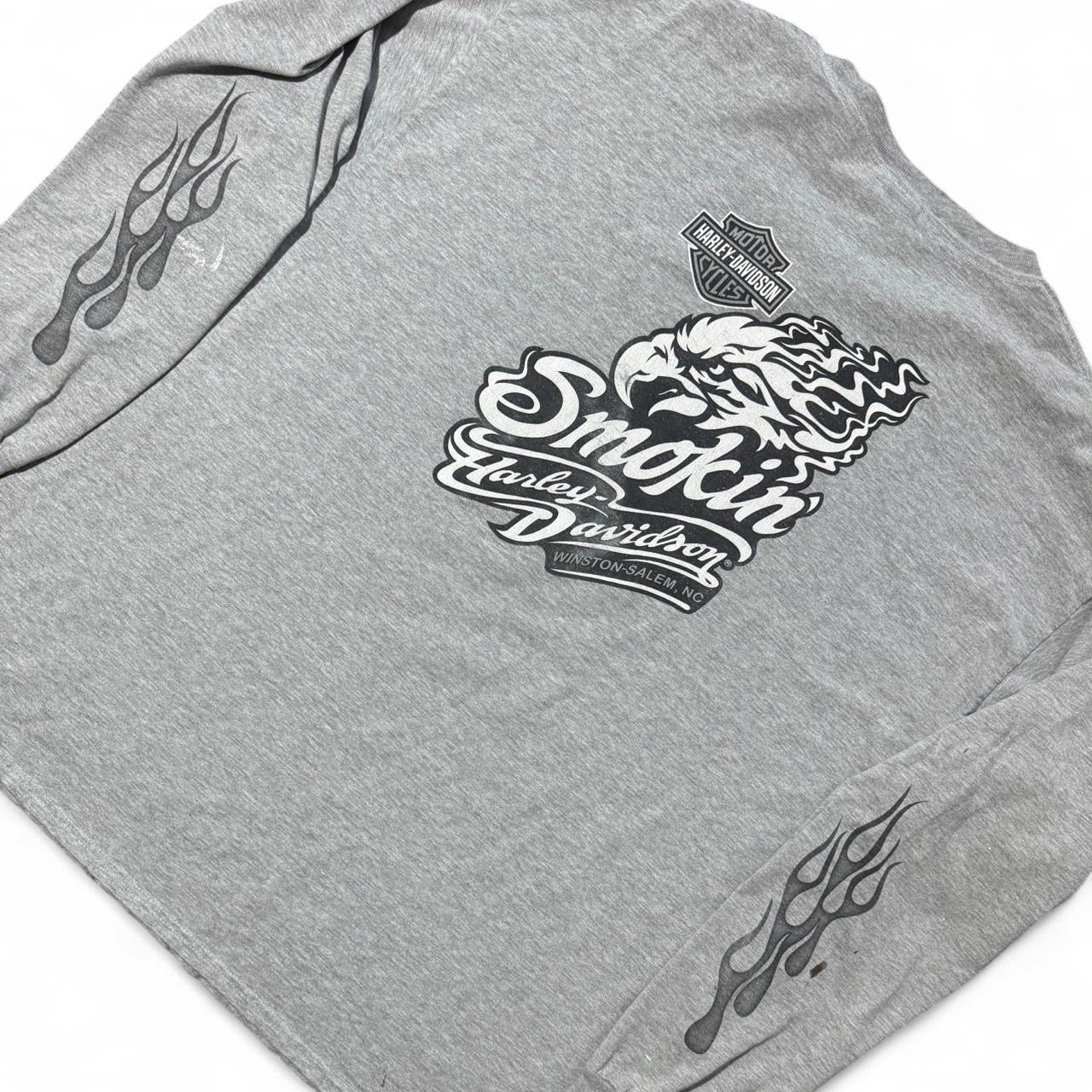 Harley Davidson Flames Long Sleeve Smokin’ Eagle Double Sided Shirt