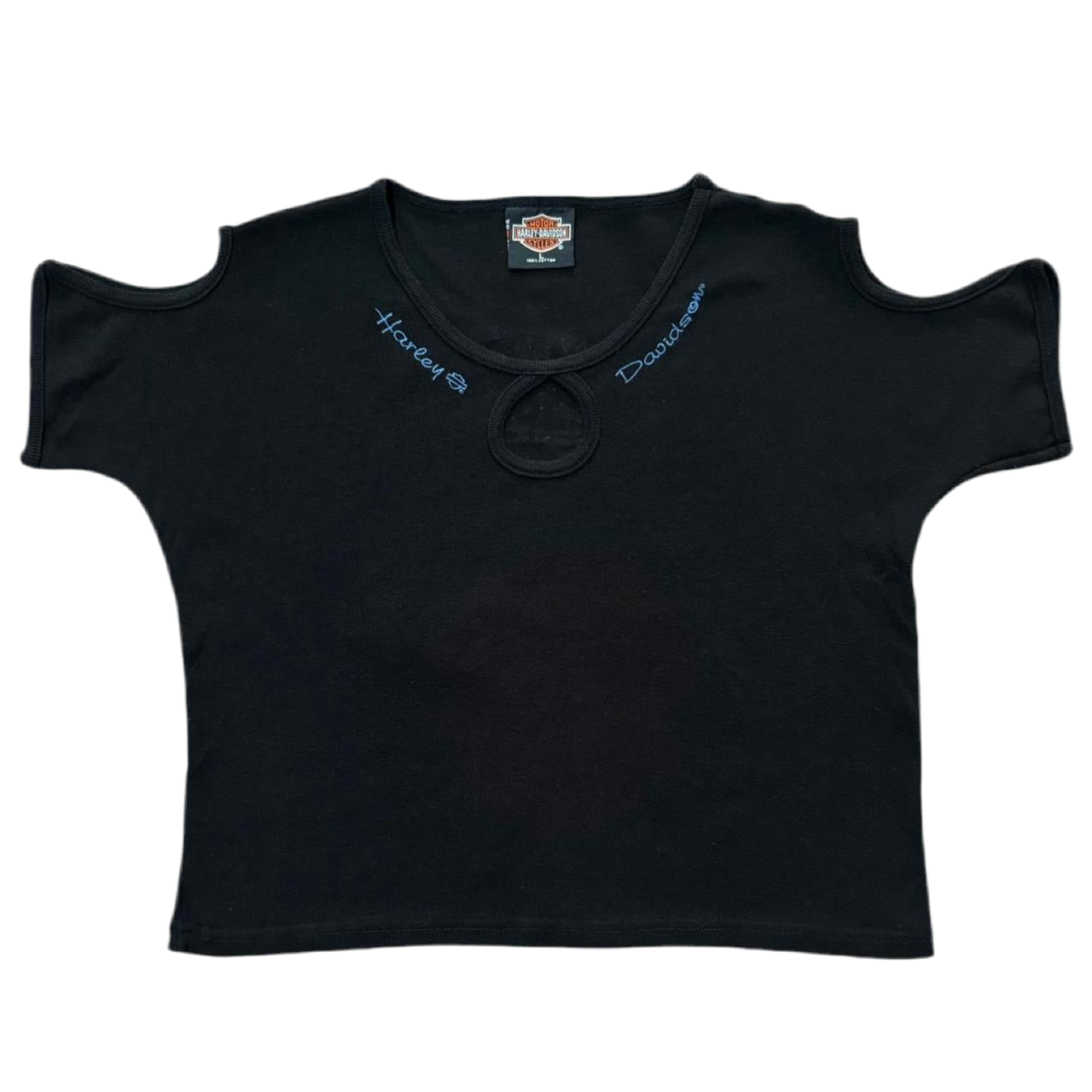 Harley Davidson Daytona Florida Embroidered Cold Shoulder Cut Out Top