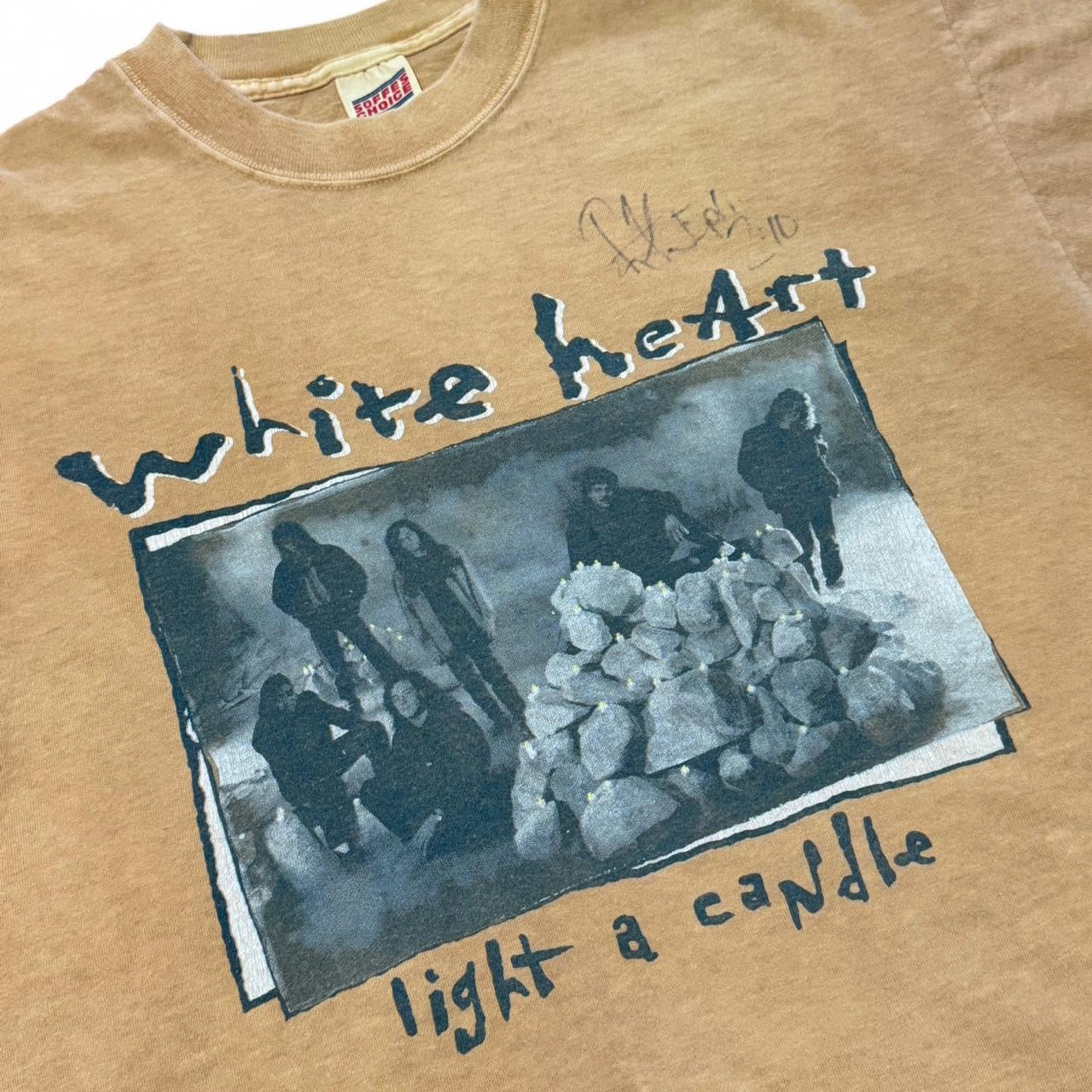 92-93 White Heart Light a Candle Autographed Rick Florian Christian Rock Band Tour Tee