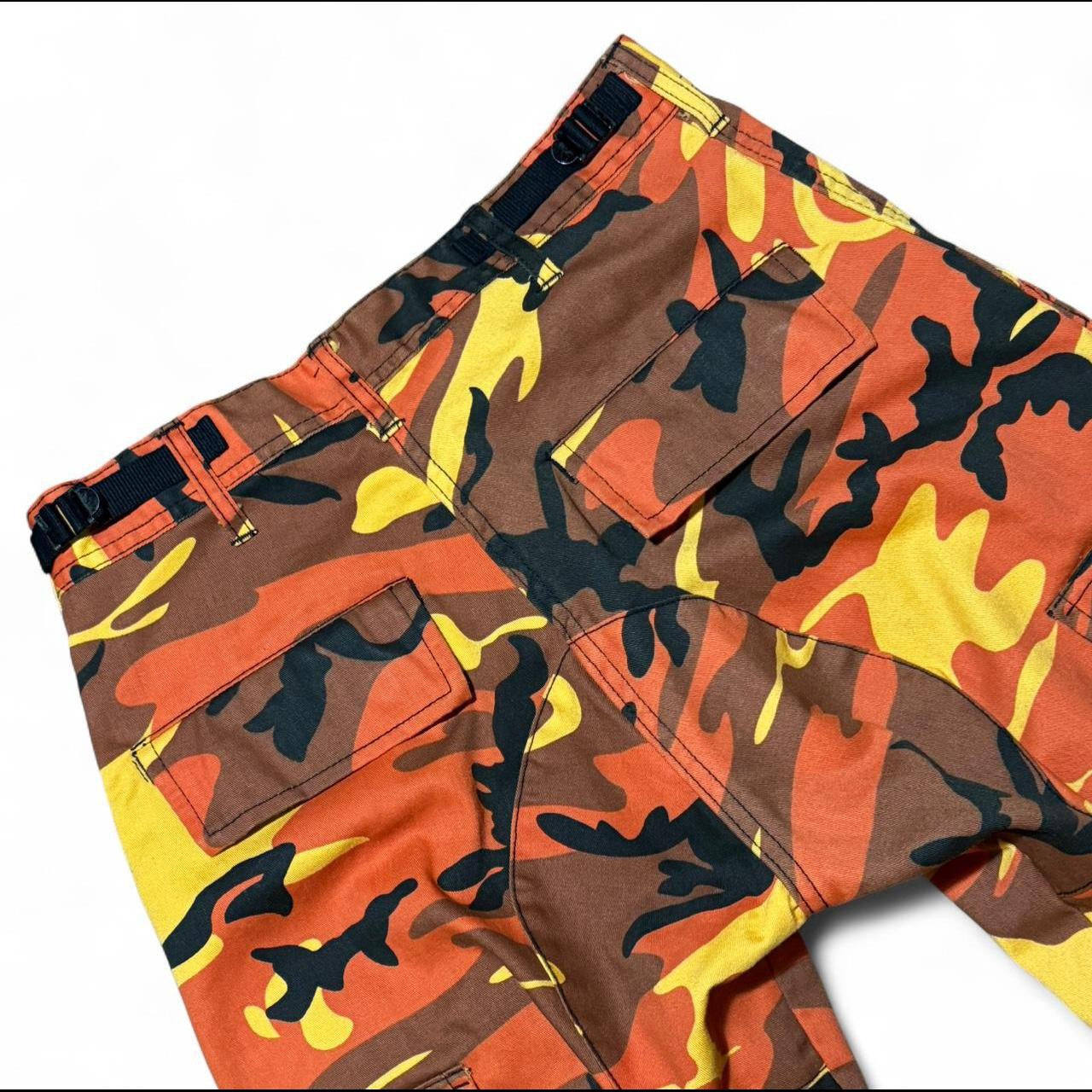 Y2K Orange/Brown Candy Corn Camouflage Military Cargo Pants