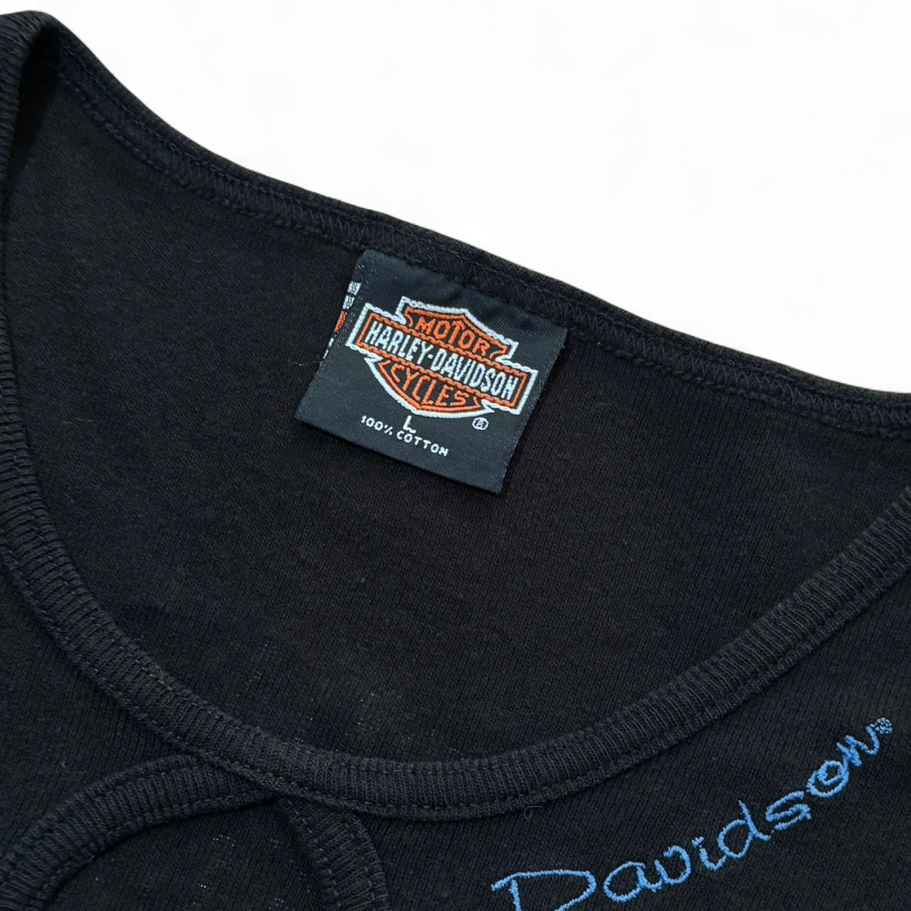 Harley Davidson Daytona Florida Embroidered Cold Shoulder Cut Out Top