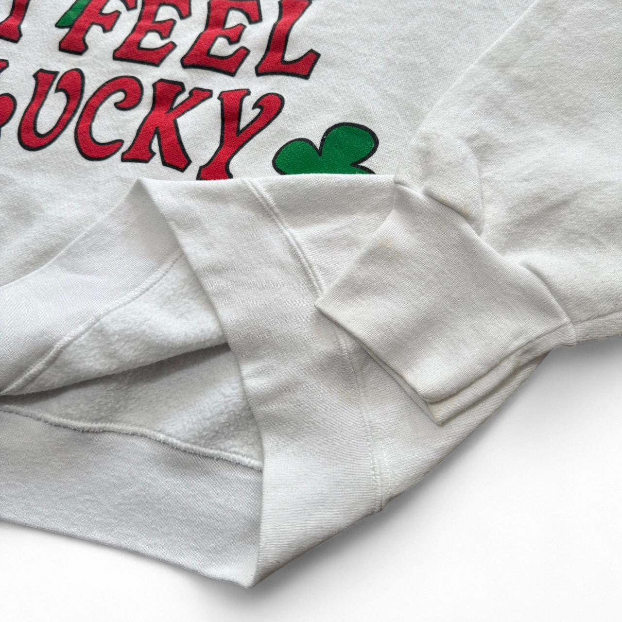 90s "I Feel Lucky" Irish Leprechaun Clover Crewneck