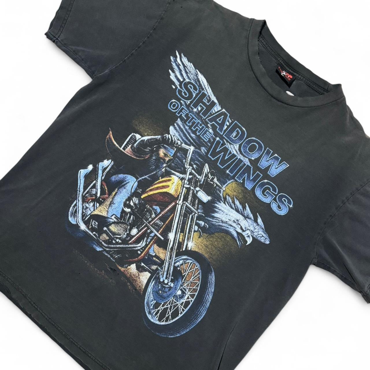 90s Faded & Distressed Shadow of the Wings Biker Tee