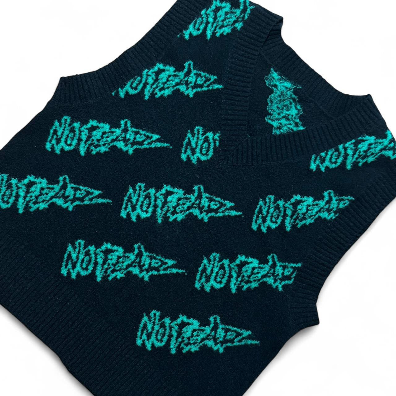 Y2K No Fear Knitted AOP Spellout Skater Vest