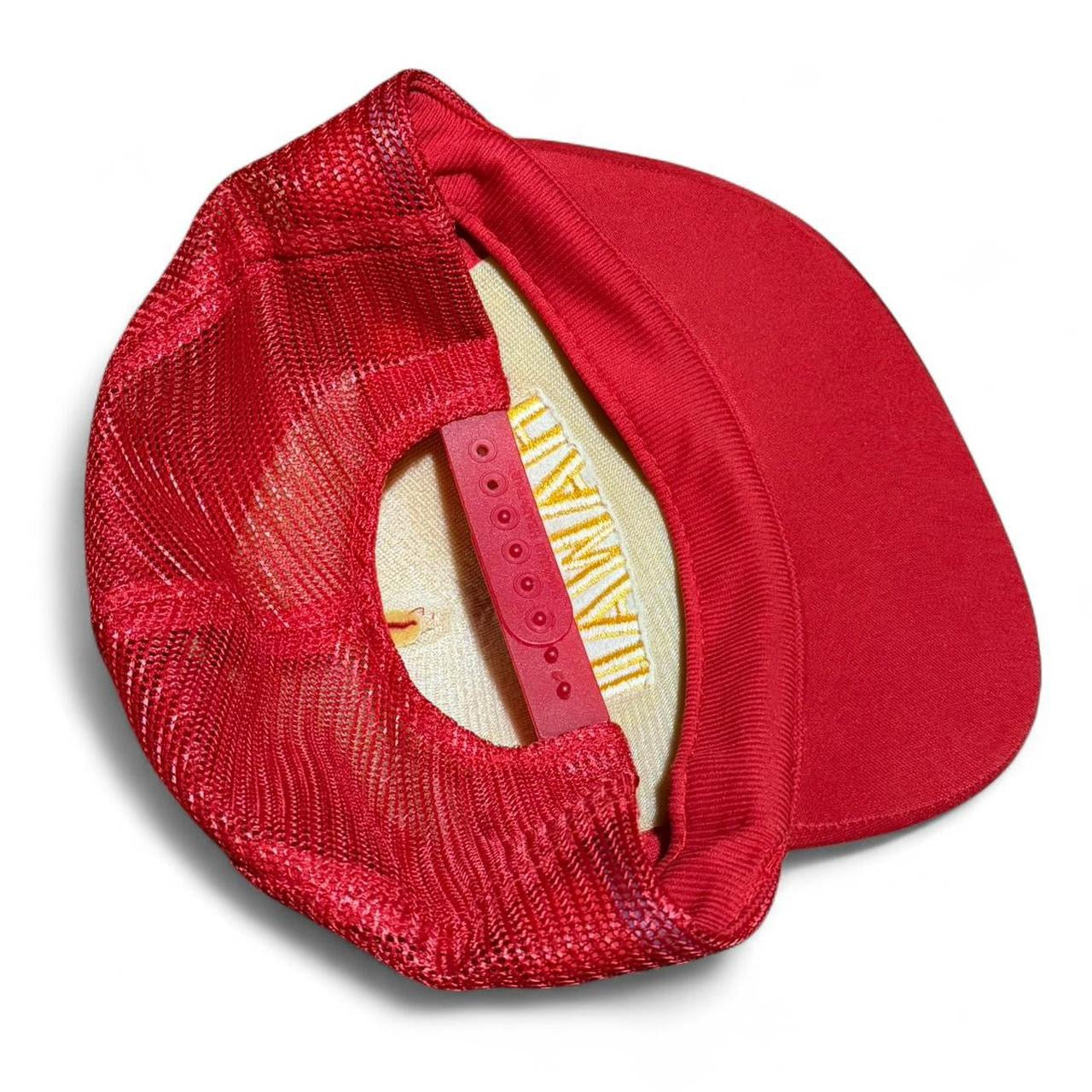 Vintage 90s Gold Leaf Embroidery Hawaii Tourist Souvenir Mesh Trucker Hat