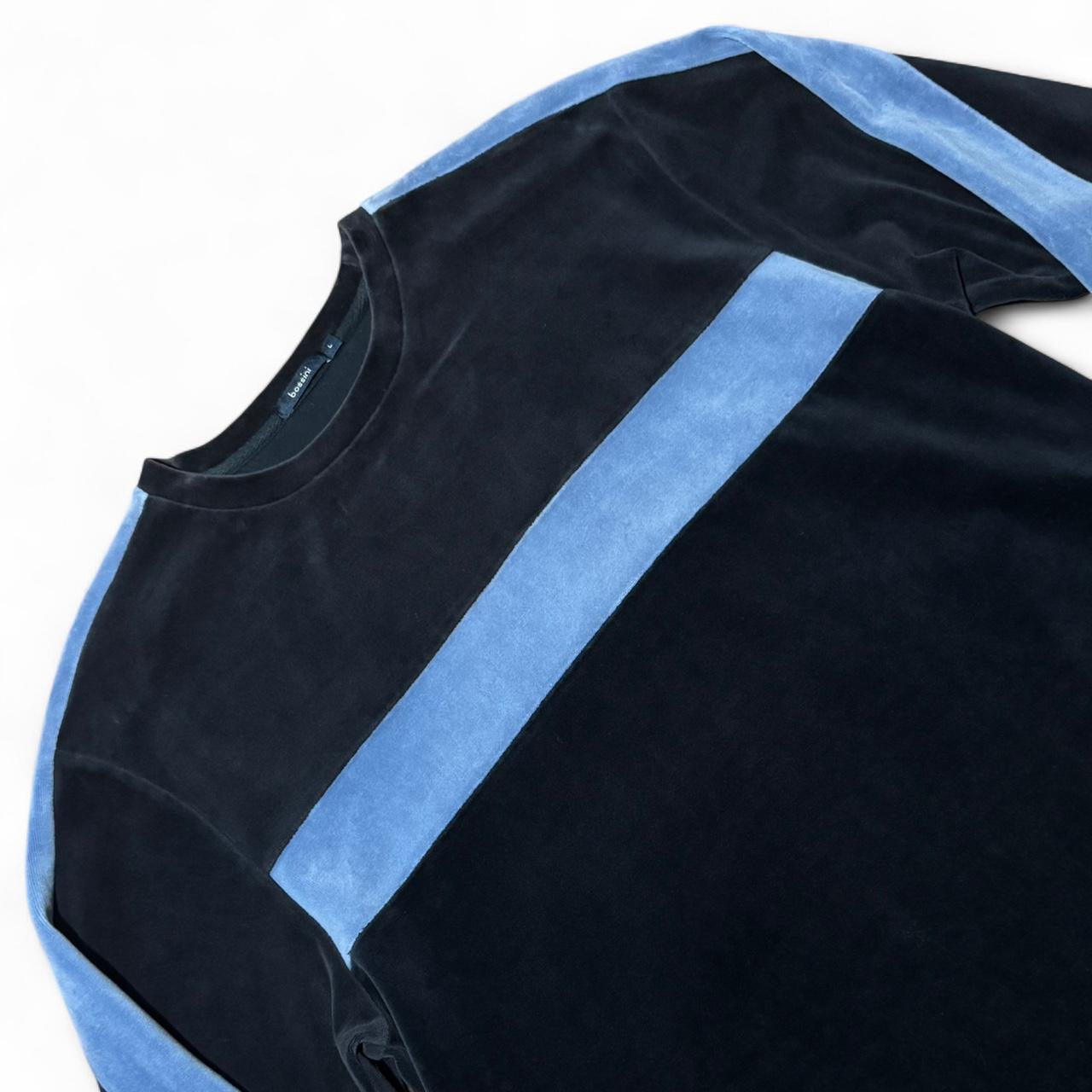 Navy/Baby Blue Velour Long Sleeve Sweatshirt