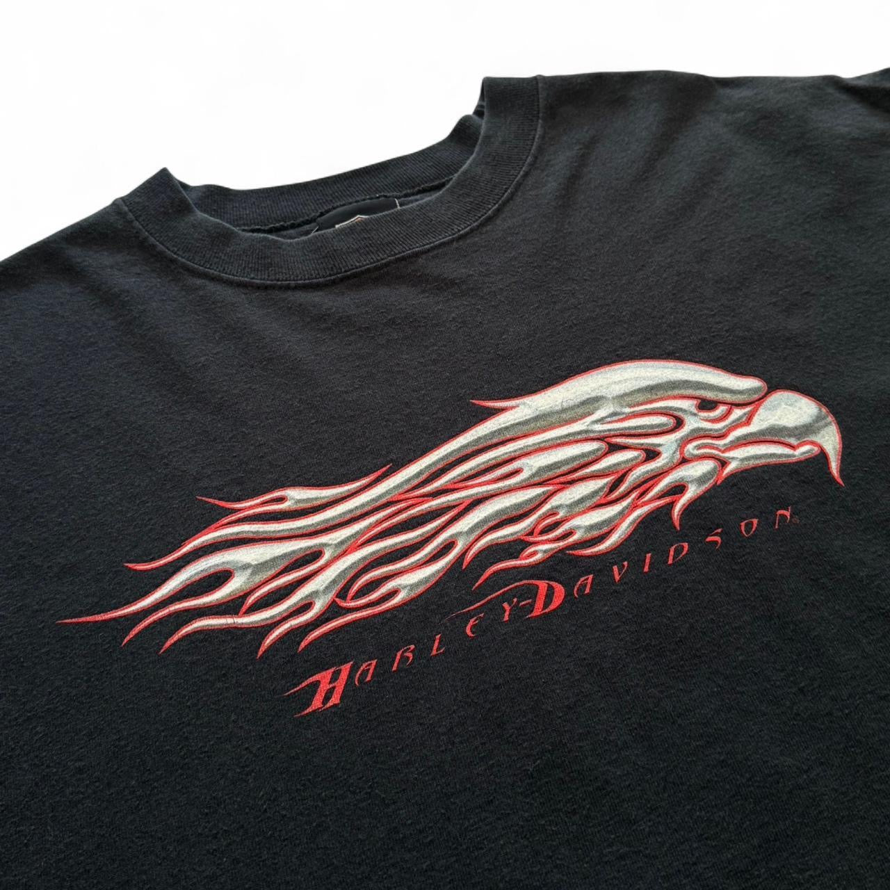 Vintage Harley Davidson Red Tribal Flaming Eagle Green River Wyoming Biker Motorcycle Long Sleeve