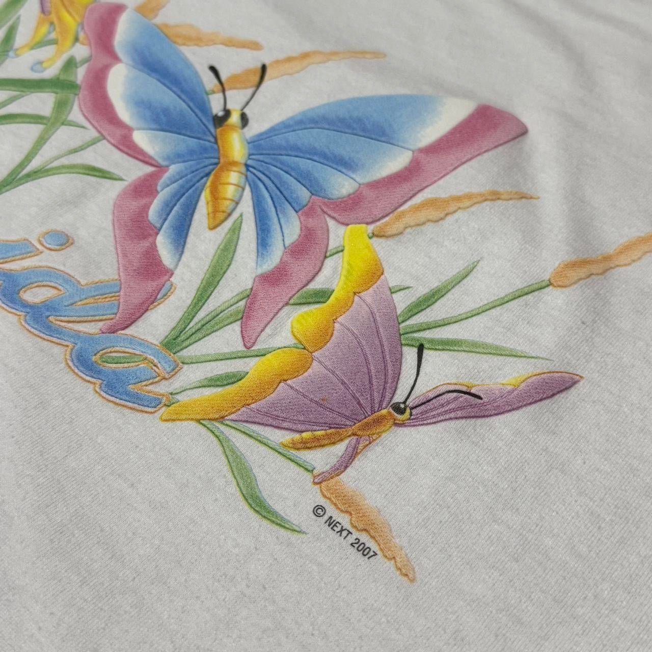 2007 Florida Butterfly Flowers Puff Print Tee