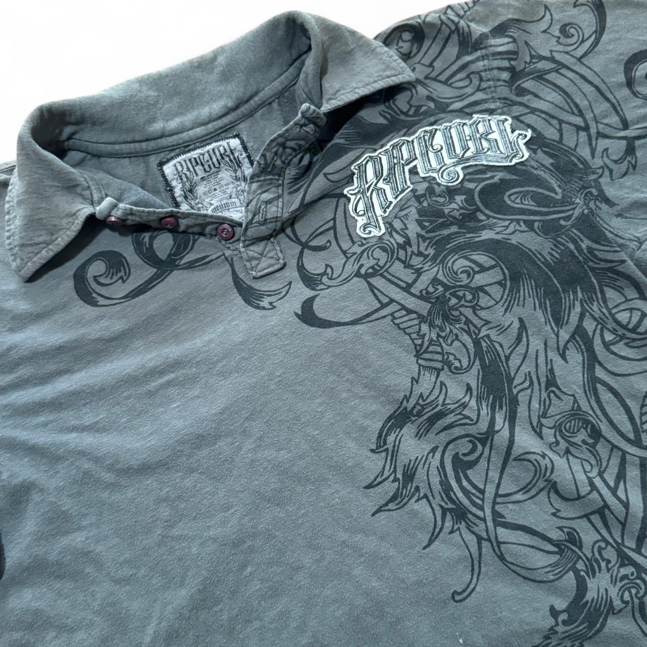 Y2K Grey Ripcurl Surf Graphic Polo Shirt