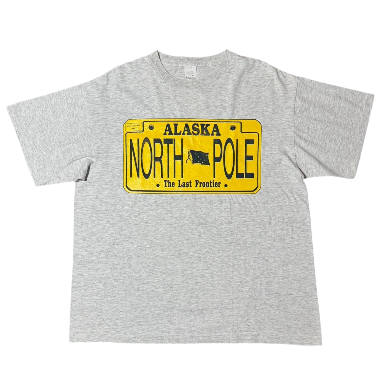 90s Grey Alaska North Pole The Last Frontier License Plate Tee