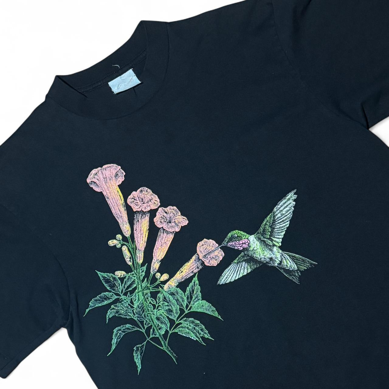 90s Hummingbird Flowers Graphic Nature Tee