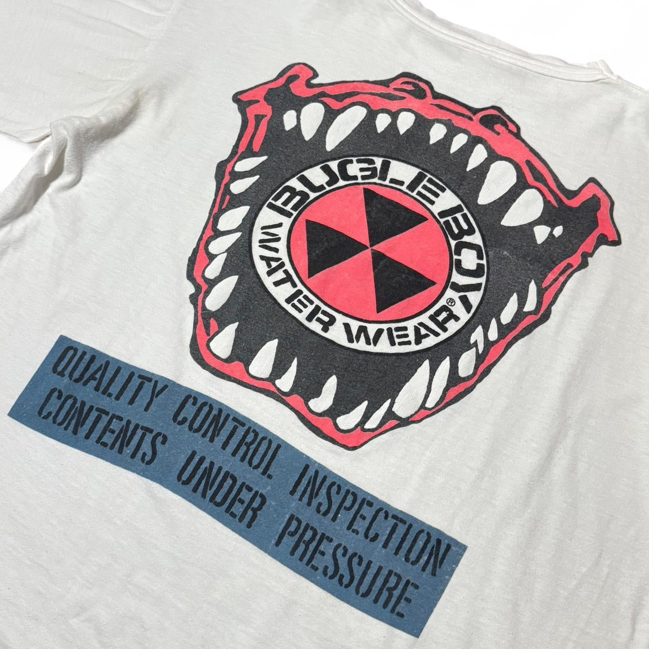 90s Puff Print Bugle Boy Water Wear Gator Teeth Graphic Surf Beach Tee