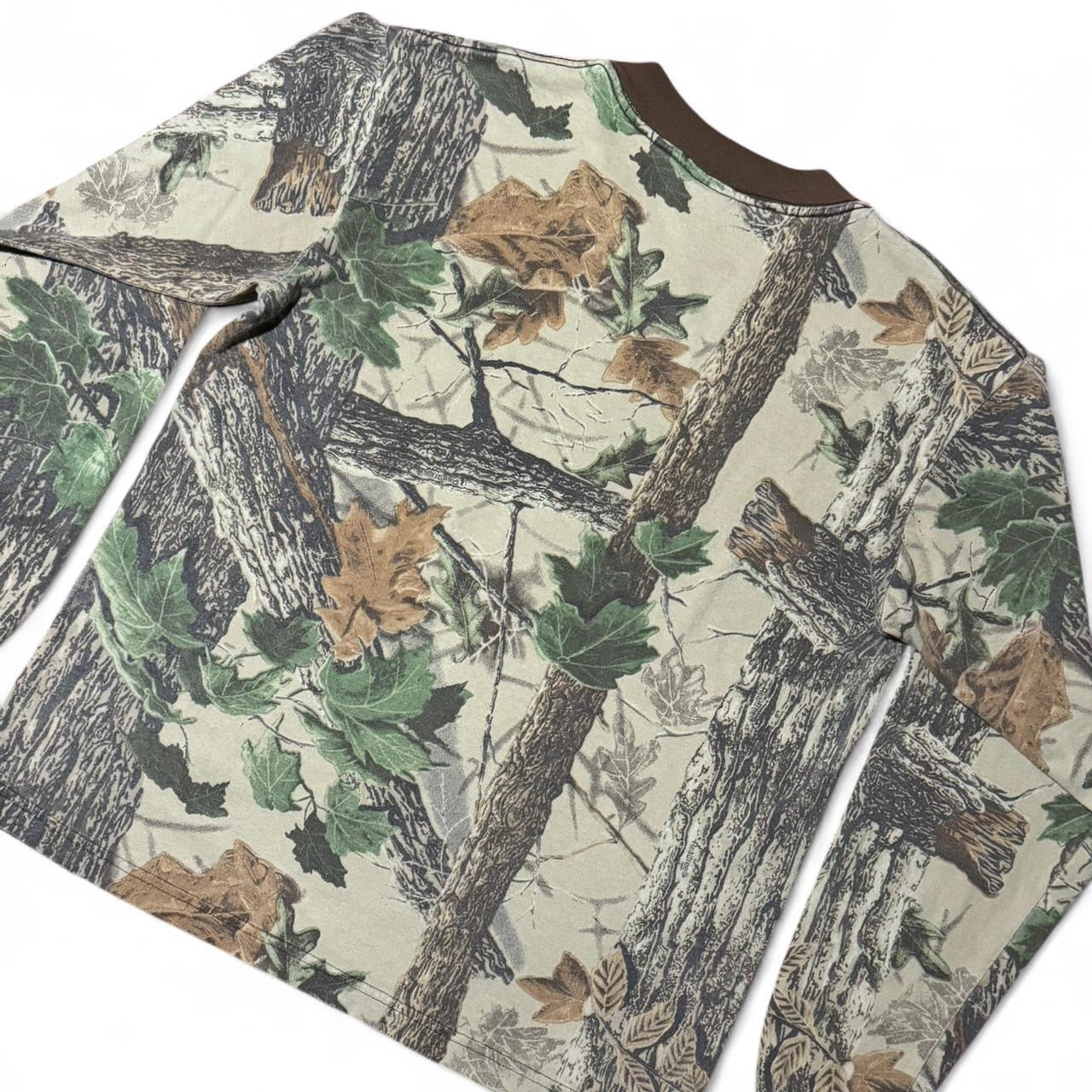 90s Long Sleeve Camouflage Real Tree Brown Collar Ringer Pocket Shirt