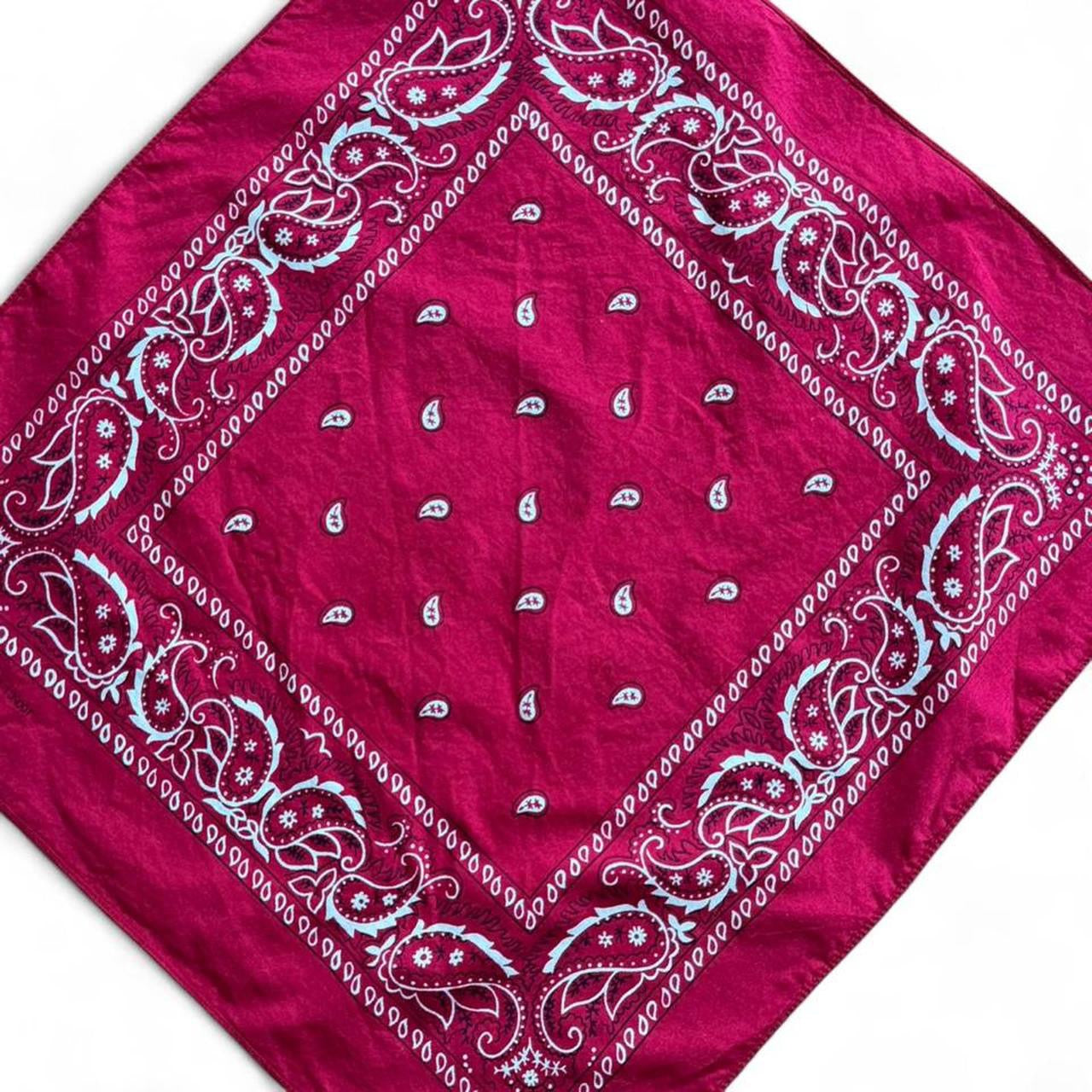 Y2K Maroon Burgundy Paisley Bandana Handkerchief Chiffon Scarf Head Wrap