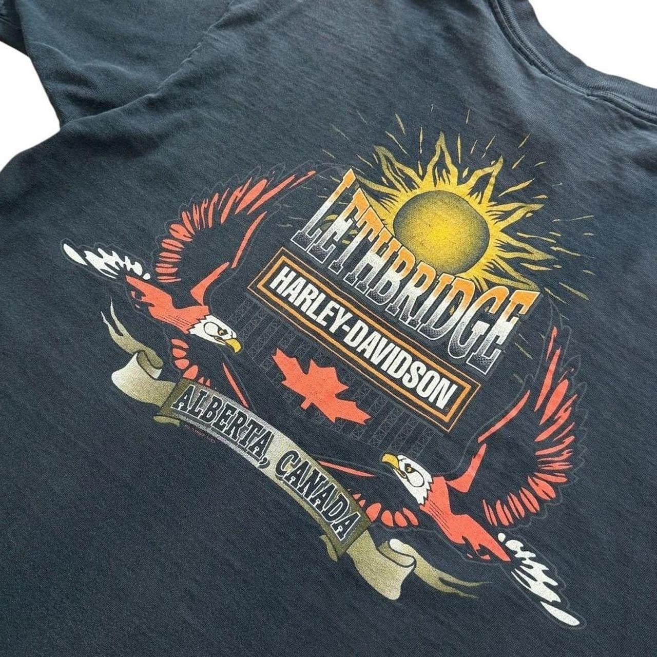 Vintage 90s Harley Davidson Alberta Canada Flame Eagle Biker Motorcycle T-shirt
