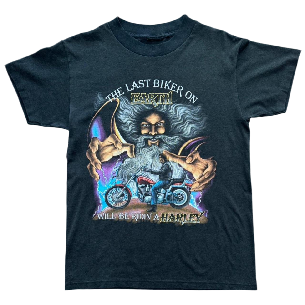 Rare Vintage 1990 Last Biker On Earth Wizard Harley Davidson Motorcycle Tee