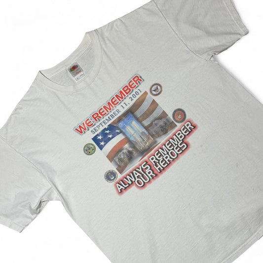 Y2K 9/11 Memorial Commemorative We Remember Our Heroes Graphic Tee