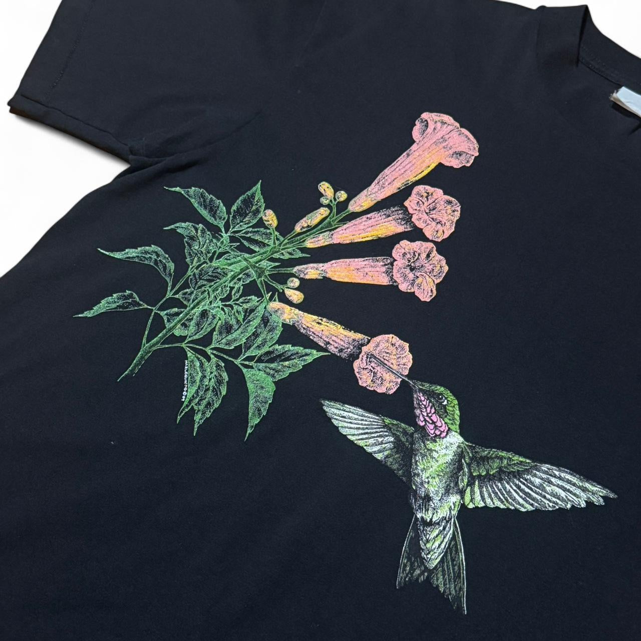 90s Hummingbird Flowers Graphic Nature Tee
