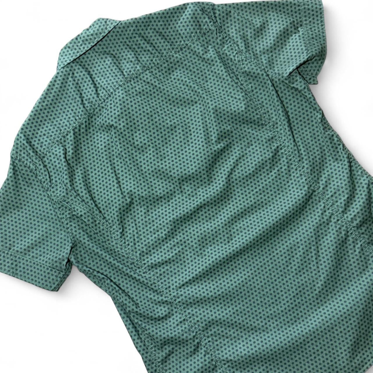 Green Geometric Polka Dot Pattern Button Up Regular Fit Diesel & Co Dress Shirt